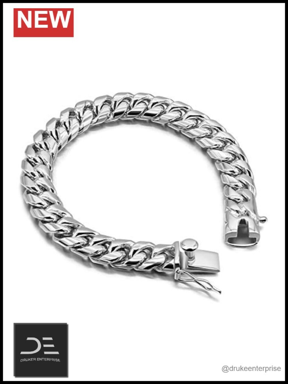 Solid 925 Sterling Silver Cuban Link Bracelet 10mm Miami Hip Hop Chain Jewelry
